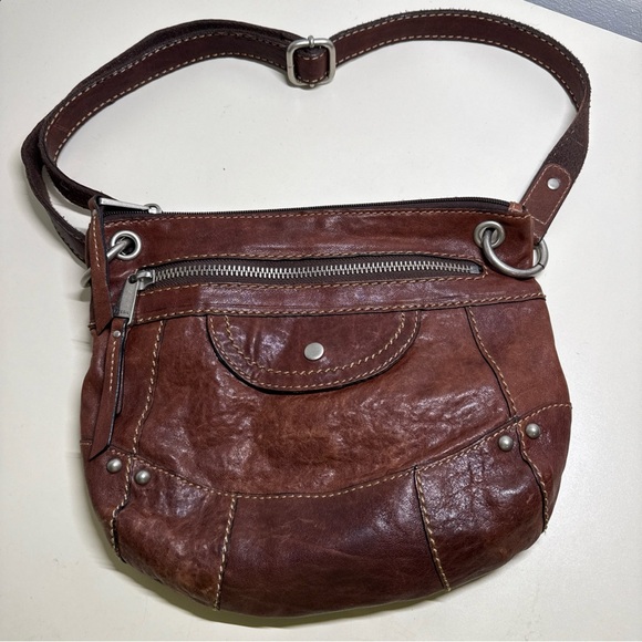 Fossil Patchwork LONG LIVE VINTAGE DISTRESS LEATHER PURSE CROSSBODY SHOULDER BAG - Picture 1 of 15